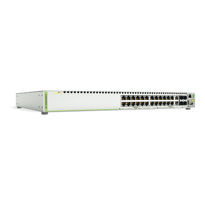 Switch PoE+ Stackeable Capa 3, 24 puertos 10/100/1000 Mbps + 2 puertos SFP Combo + 2 puertos SFP+ 10 G Stacking, 370 W