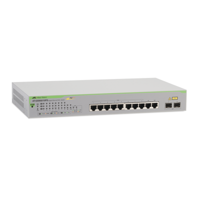 Switch PoE+ Gigabit WebSmart de 10 puertos 10/100/1000 Mbps (2 x Combo) + 2 puertos gigabit SFP (Combo), 75 W