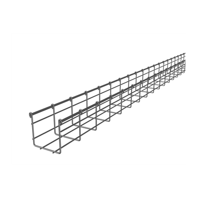 Charola tipo malla 105/100 mm, con acabado Electro Zinc,  hasta 167 cables Cat6, tramo 3 m