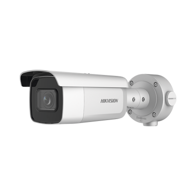 Bala IP 5 Megapixel / Lente Mot. 2.7 a 13.5 mm / 60 mts IR EXIR / Exterior IP67 / IK10 / WDR 120 dB / PoE + / Filtro de Falsas Alarmas / Videoanaliticos Integrados / microSD