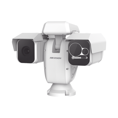 PTZ Punta de Poste IP Dual  / Lente Térmico 100 mm (640 X 512) / Lente óptico 49x ZOOM (2 MP) / 500 mts IR Laser / 24VCA