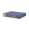 Switch PoE+ / No Administrable / 16 Puertos 10/100 Mbps PoE+ / 1 Puerto 10/100/1000 Mbps + 1 Puerto SFP Uplink / PoE hasta 250 metros / 130 W