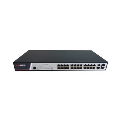 Switch PoE+ / Administrable / 24 puertos 10/100 Mbps PoE+ / 2 puertos 10/100/1000 Mbps + 2 puertos SFP de Uplink / 380 W