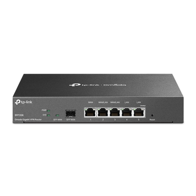 Router VPN - SDN Multi-WAN Gigabit / 1 puerto LAN Gigabit / 1 puerto WAN Gigabit / 1 puerto WAN SFP / 2 puertos Auto configurables LAN/WAN / 150,000 Sesiones Concurrentes / Administración Centralizada OMADA SDN.