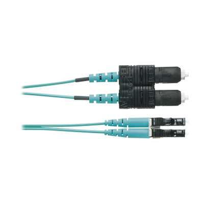 Jumper de Fibra Optica Multimodo 50/125 OM3, LC-SC Duplex, OFNR (Riser), Color Aqua, 3 Metros