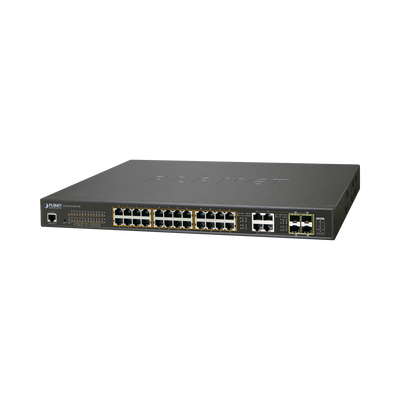 Switch Administrable L2, 24 puertos 10/100/1000T c/Ultra PoE + 4 puertos combo Gigabit TP/SFP, (600W)