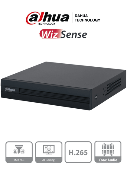 DAHUA XVR1B08-I - DVR de 8 Canales 1080p Lite/ WizSense/ Cooper-I/ H.265+/ 8 Canales+2 IP o Hasta 10 Ch IP/ 4 Canales con SMD Plus/ Busqueda Inteligente (Humanos y Vehículos)/ Codificación Inteligente / #TopDahua #VolDH #WizSense