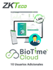 ZKTECO BTIMECLOUDADDUSER10 - Licencia de incremento para 10 usuarios adicionales para BioTimeCloud de 1 año / Se requiere licencia base para su activación