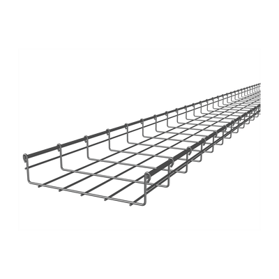 Charola tipo malla 66/250 mm, con acabado Electro Zinc, hasta 262 cables Cat6, tramo 3 mm