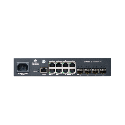 Switch cnMatrix TX1012-AC-P PoE Ideal para WISP  / 8 Puertos Gigabit PoE + 4 SFP+ / PoE Budget 200W /Capa 2 y Capa 3 / Gestión Gratuita Desde la Nube / cnMaestro X Gratis