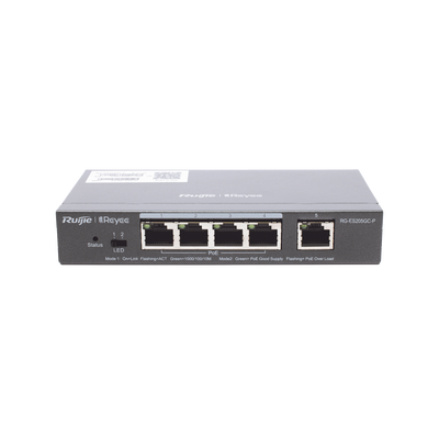 Switch Administrable PoE con 5 puertos Gigabit, 4 PoE 802.3af/at, gestión gratuita desde la nube, 54w