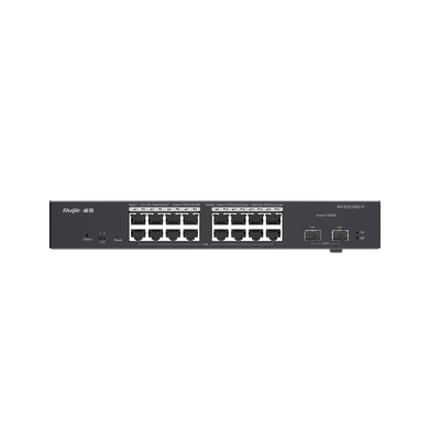 Switch L2 Administrable PoE con 16 puertos Gigabit PoE 802.3af/at + 2 SFP para fibra 1Gb, gestión gratuita desde la nube, 240w