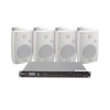 KIT de Amplificador de Audio 120W para Rack | 4 Altavoces de Pared color Blanco 2.5W - 20W | Sistema 70/100V