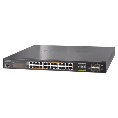 Switch administrable L2+ Stack de 24 puertos PoE+ 802.3at + 2 Puertos 10G SFP /440W