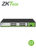 ZKTECO PE162200C - Switch 16 Puertos RJ45 10/100 Mbps con PoE AF/ AT + 2 Puertos 10/100/1000Mbps + 1 Puerto SFP / Soporta hasta 250mts sobre UTP CAT 6 / Protección Contra Descargas / NO Administrable