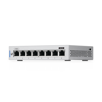 Switch UniFi Administrable capa 2 de 8 Puertos Gigabit (7 Ethernet y 1 PoE Pasivo 48V)