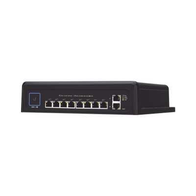 Switch industrial UniFi PoE de 10 puertos Gigabit (8 x 802.3bt y 2 x Ethernet) para temperaturas extremas