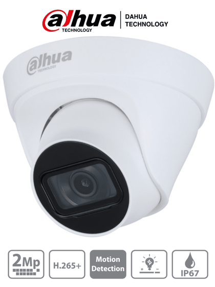 DAHUA IPC-HDW1230T1-S4 - Cámara IP Domo de 2 MP/ H.265+/ 105 Grados de Apertura/ Lente de 2.8mm/ IR de 30 Mts/ IP67/ DWDR/ 3D DNR/ HLC/